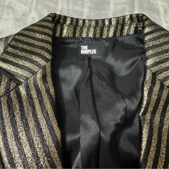 The Kooples Gold Striped Women’s Two Button Blazer Size 38 - Picture 3 of 12